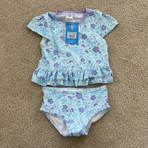 NWT Ruffle Butts girls 2-piece swim size 6